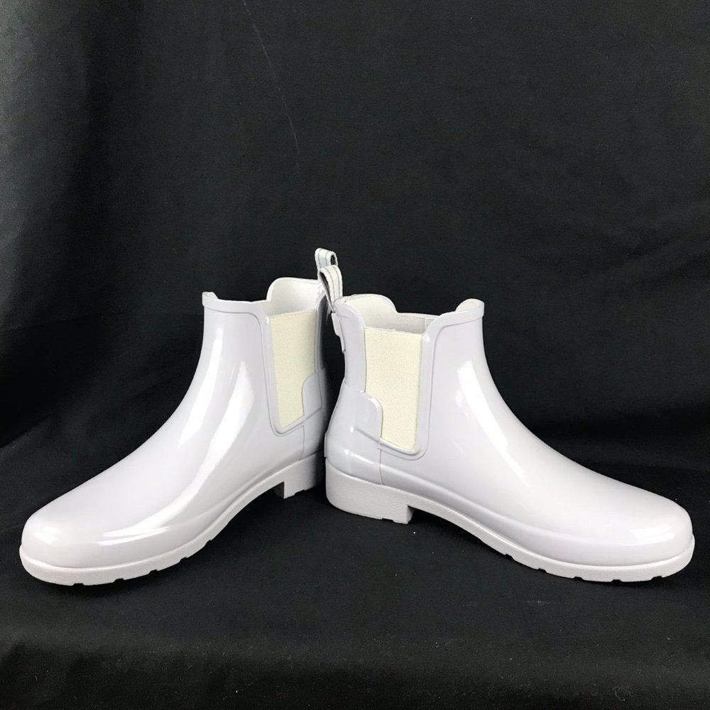 Hunter Boots White Glossy Chelsea Booties NEW Sz 6 - Picture 2 of 8